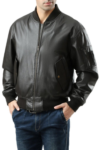 Zyrion-Black-MA-1-Leather-Jacket
