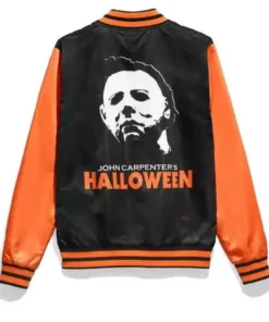 Alternative view of Michael Myers Black and Orange Varsity Jacket