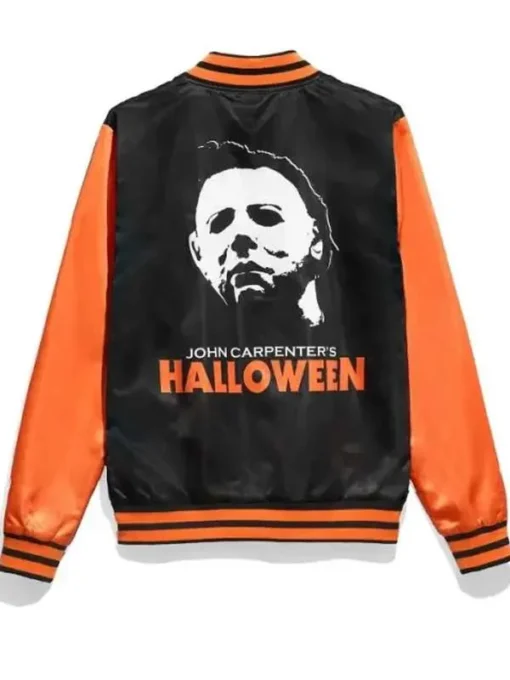 Michael Myers Black and Orange Varsity Jacket - Image 2