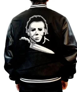 Alternative view of Michael Myers Halloween Black Varsity Jacket