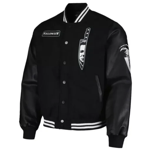 Michael Myers Halloween Black Varsity Jacket - Image 4
