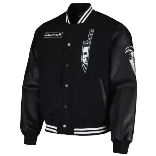 Michael Myers Halloween Black Varsity Jacket - Image 4
