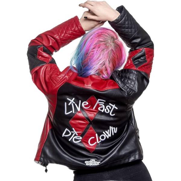 Harley Quinn Live Fast Die Clown Leather Jacket