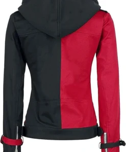Alternative view of Harley Quinn Red Black Biker Hooded Jacket