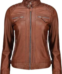 Abbie Womens Quilted Leather Motor Bike Racer Jacket
