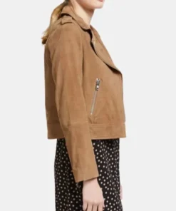 Alternative view of Abe Womens Real Suede Leather Brown Biker Jacket
