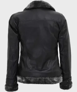 Alternative view of Aracely Womens Shearling Black Leather Designer Jacket