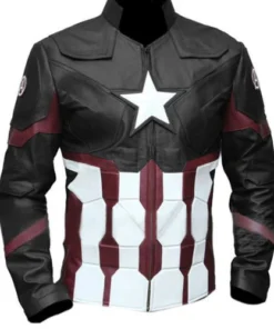Avengers Infinity War Captain America Black Leather Jacket Front