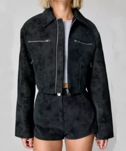 Bailie Womens Premium Suede Leather Black Jacket