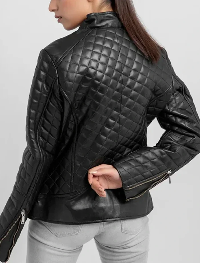 Brynlee Womens Black Quilted Real Leather Jacket - Image 5