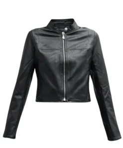 Carrie Womens Real Leather Cafe Racer Moto Jacket