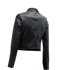 Alternative view of Carrie Womens Real Leather Cafe Racer Moto Jacket