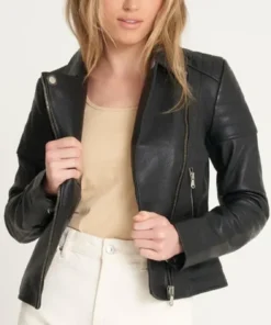 Deanna Womens Quilted Leather Moto Jacket