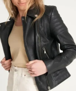 Alternative view of Deanna Womens Quilted Leather Moto Jacket