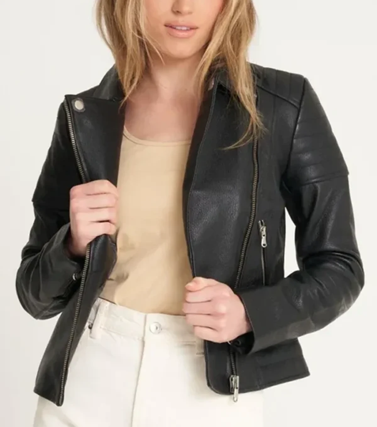 Deanna Womens Quilted Leather Moto Jacket