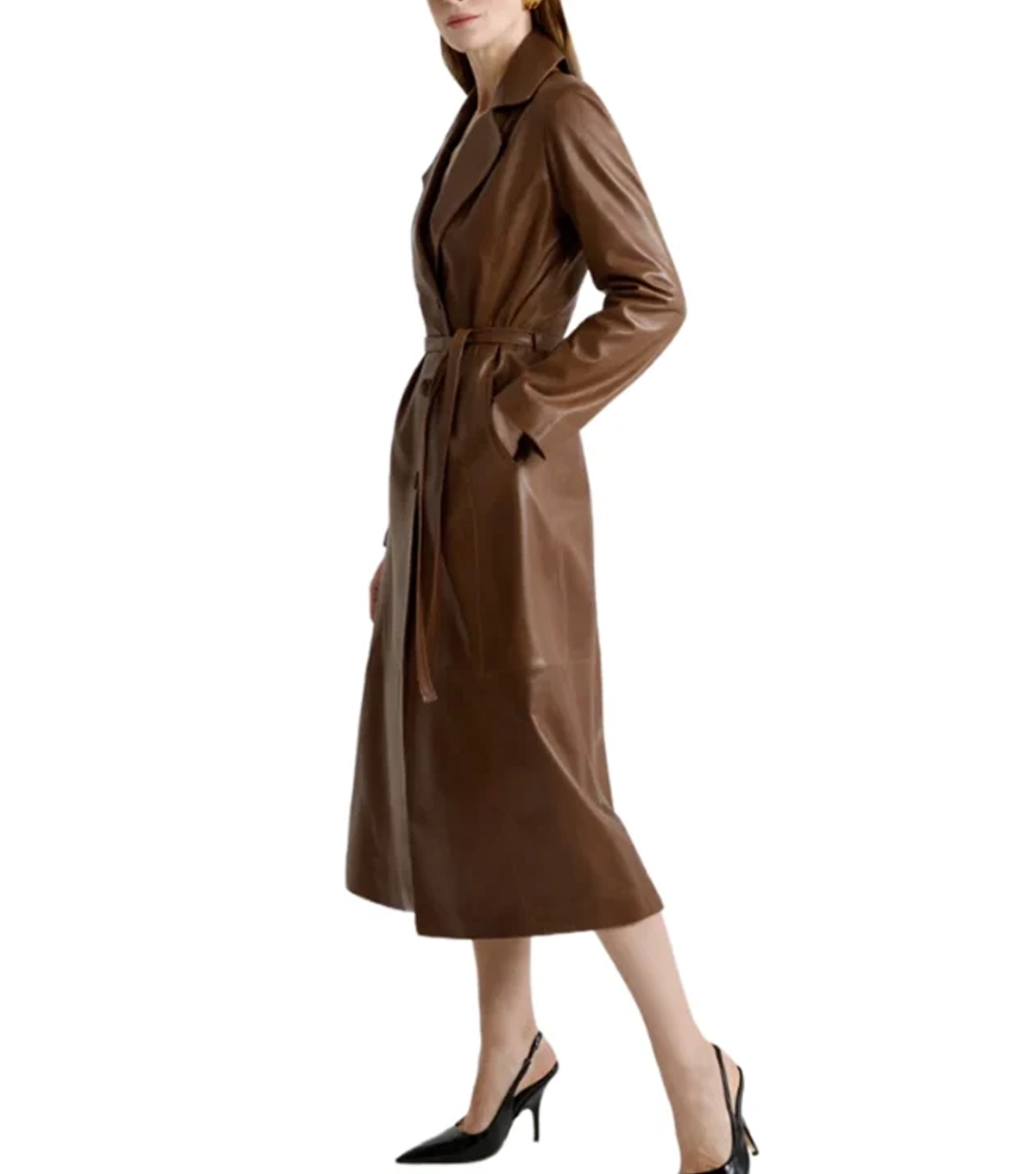 Douglas Womens Warm Toned Brown Trench Coat - Image 2