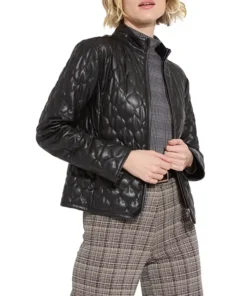 Ella Womens Padded Style Black Quilted Leather Jacket