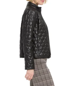 Alternative view of Ella Womens Padded Style Black Quilted Leather Jacket
