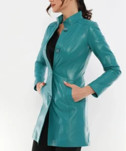 Alternative view of Genesis Womens Blue Turquoise Leather Coat