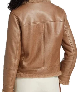 Alternative view of Gigi Womens Shearling Lined Brown Aviator Leather Jacket