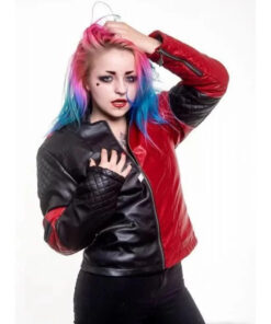 Harley-Quinn-Live-Fast-Die-Clown-Leather-Jacket-Front