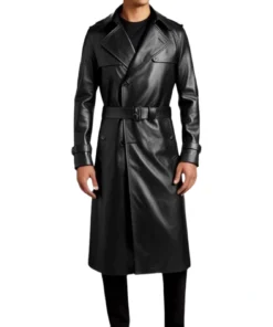 Hector Double Breasted Real Leather Duster Coat