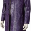 Joker Suicide Squad Jared Leto Purple Crocodile Pattern Leather Coat