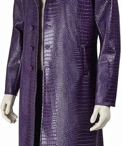 Joker Suicide Squad Jared Leto Purple Crocodile Pattern Leather Coat