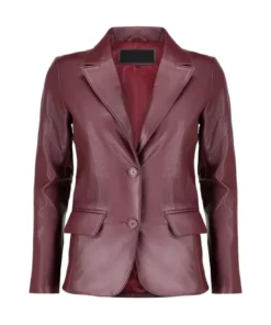 Jules Womens Classic Burgundy Leather Blazer