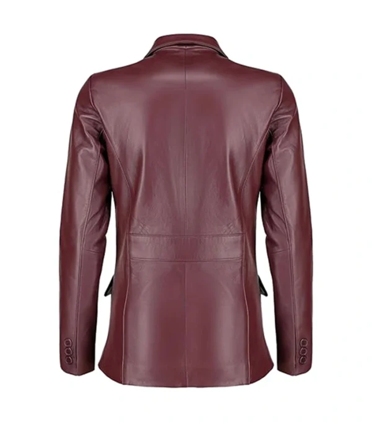 Jules Womens Classic Burgundy Leather Blazer - Image 4