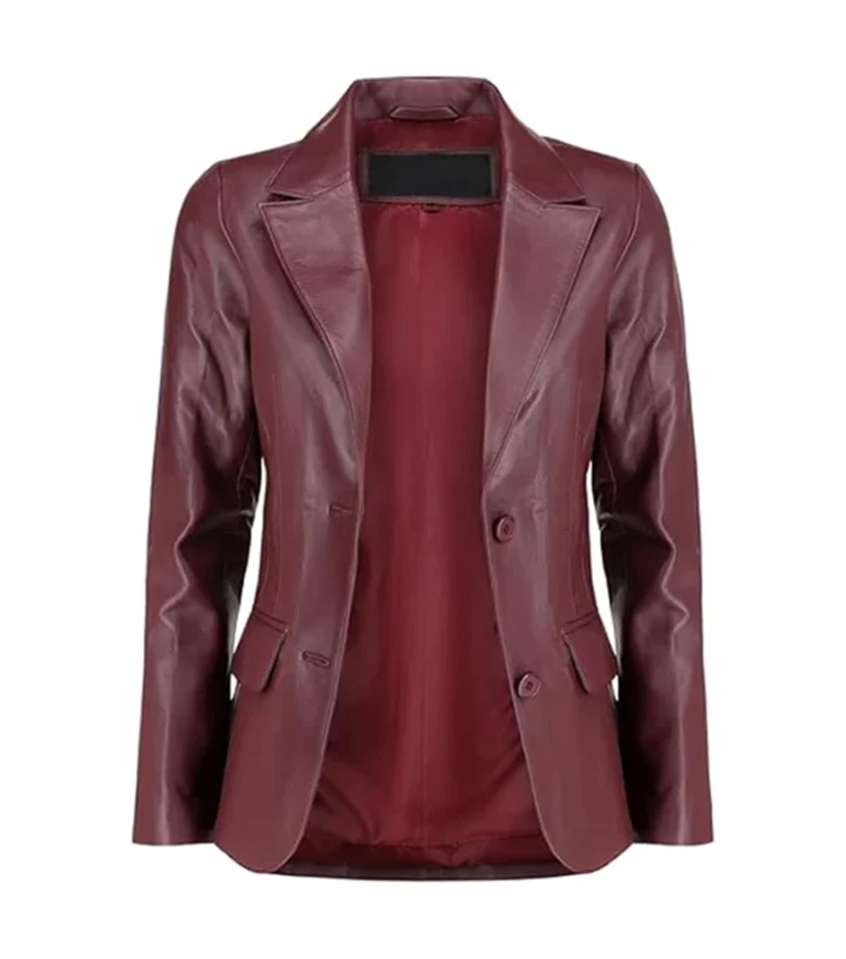 Jules Womens Classic Burgundy Leather Blazer - Image 3