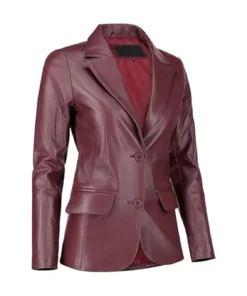Alternative view of Jules Womens Classic Burgundy Leather Blazer