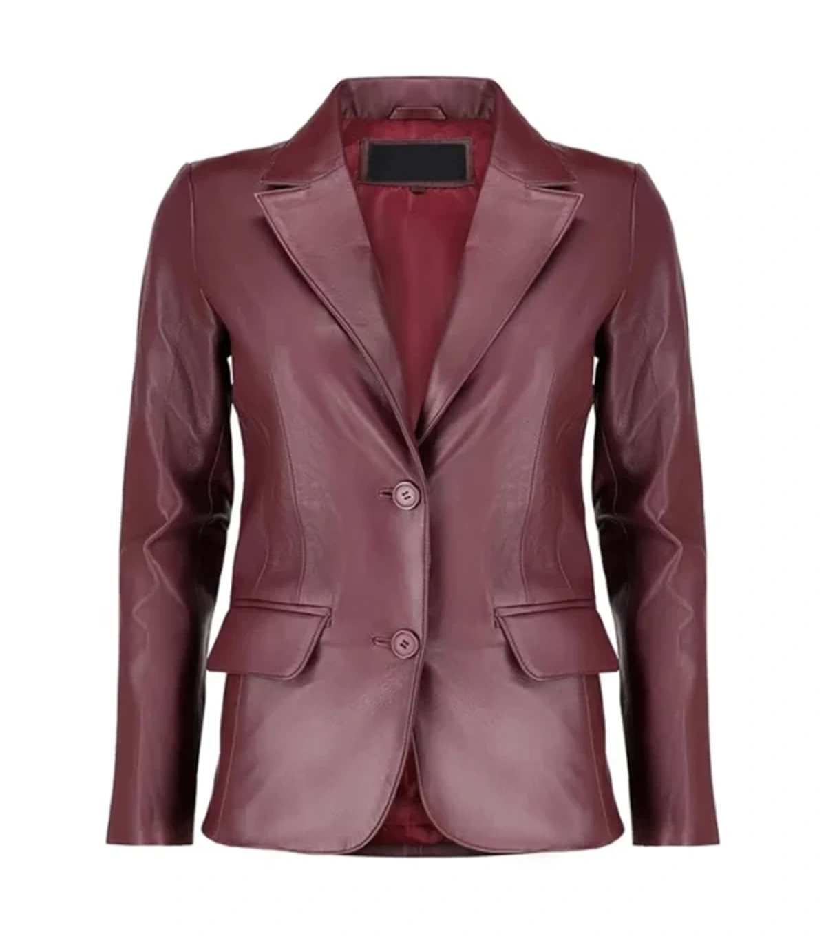Jules Womens Classic Burgundy Leather Blazer