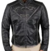 Black@ Justice League Superman Black Leather Jacket