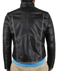 Black@ Justice League Superman Black Leather Jacket Back