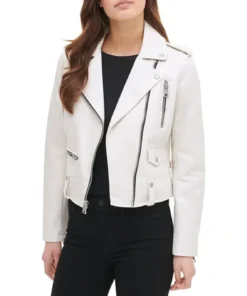 Alternative view of Kaila Womens Modern White Biker Leather Jacket