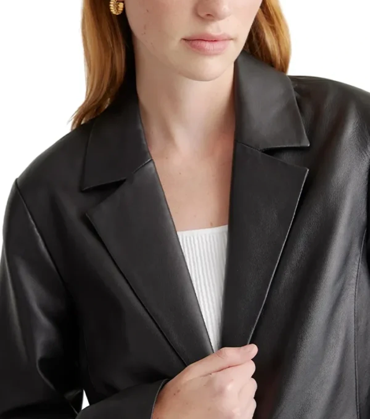 Kendyl Womens Single Breasted Leather Black Long Coat - Image 4