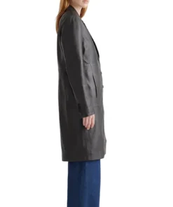Alternative view of Kendyl Womens Single Breasted Leather Black Long Coat
