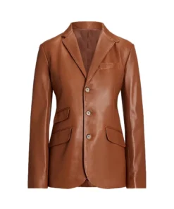 Kieran Womens Brown Leather Blazer