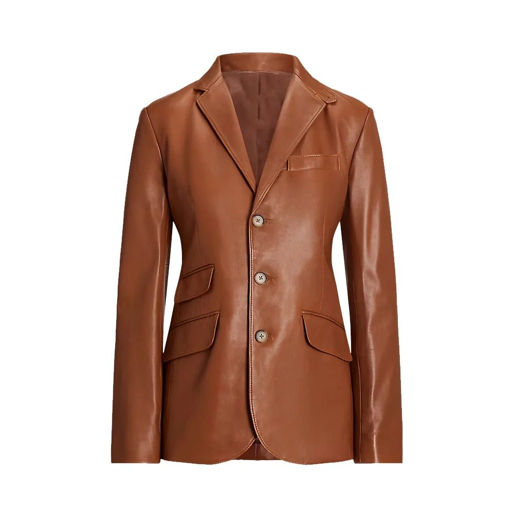 Kieran Womens Brown Leather Blazer