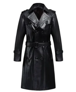 Black@Belted-Leather-Trench-Coat-with-Gun-Flap
