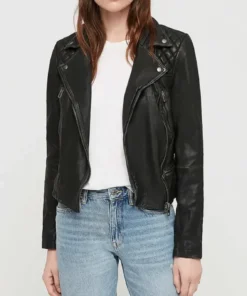 Lillie Womens Quilted Black Leather Jacket