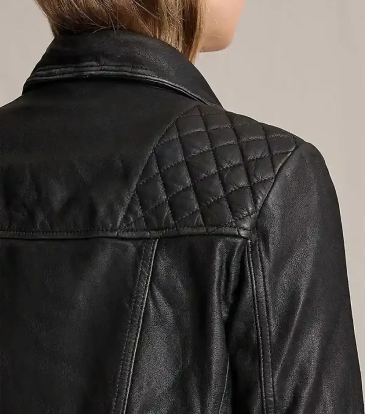 Lillie Womens Quilted Black Leather Jacket - Image 3