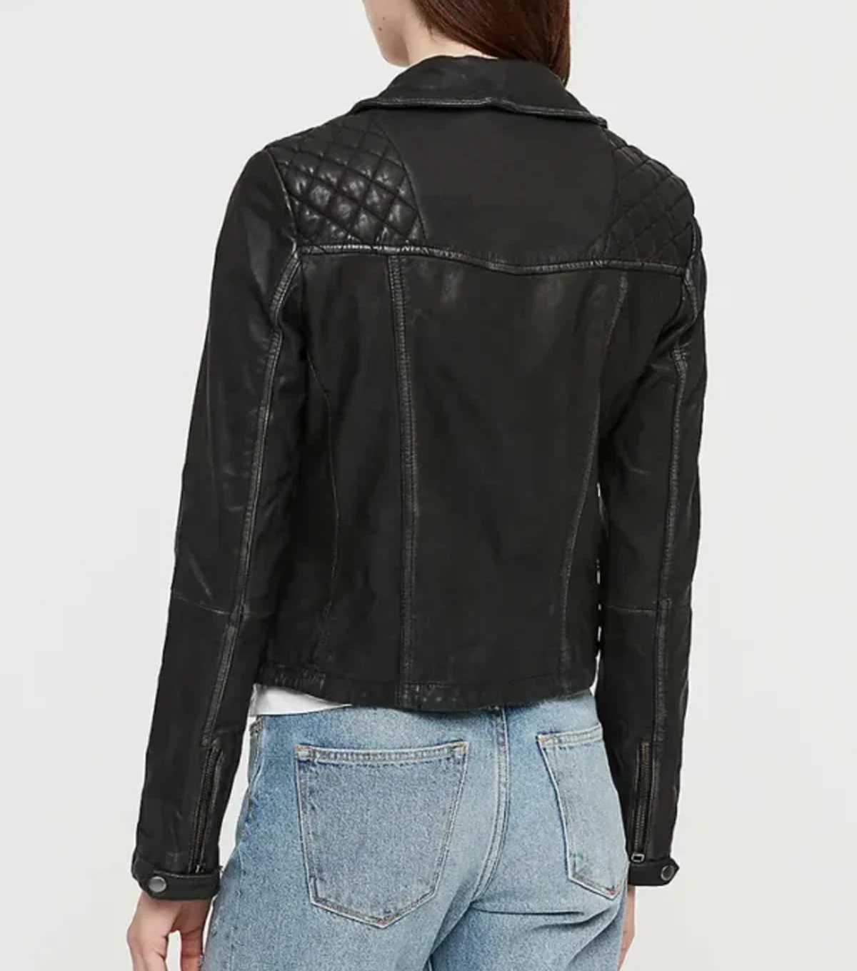 Lillie Womens Quilted Black Leather Jacket - Image 4
