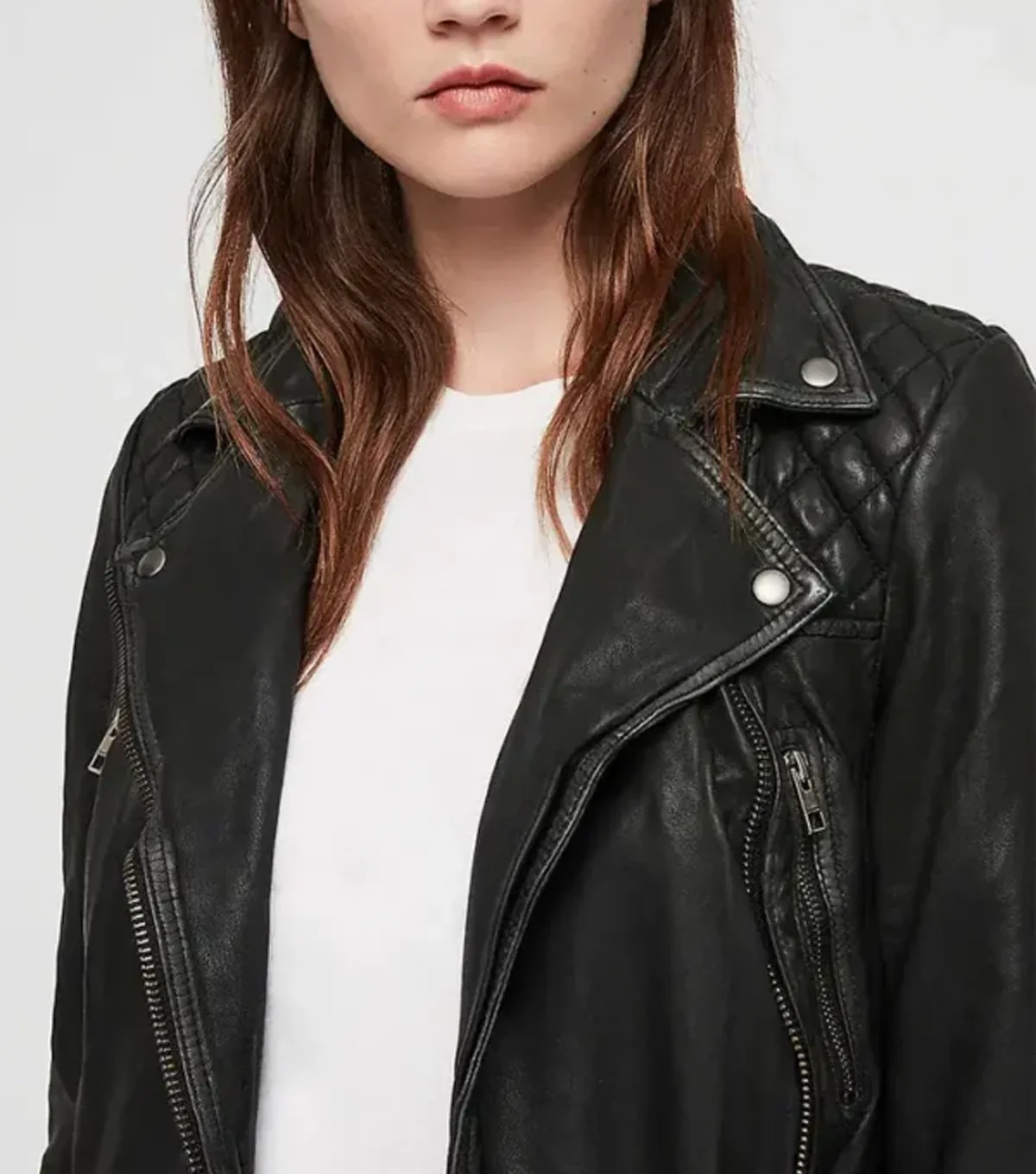 Lillie Womens Quilted Black Leather Jacket - Image 2