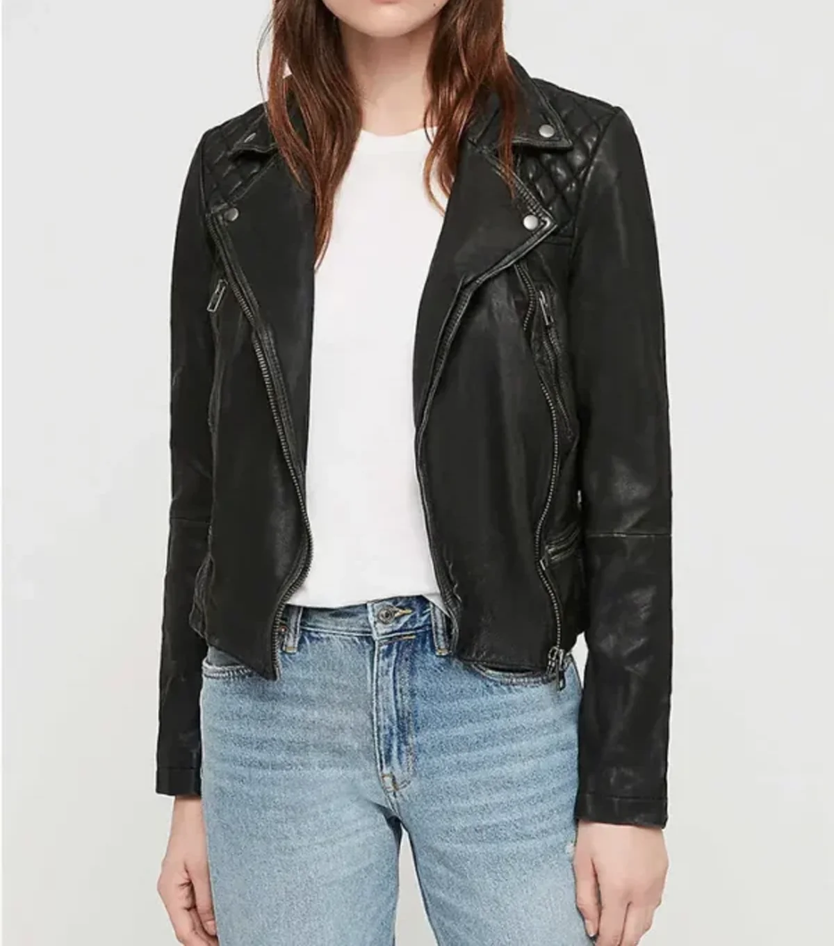 Lillie Womens Quilted Black Leather Jacket