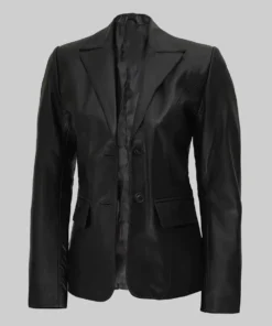 Alternative view of Lindsey Womens Plain Black Leather Blazer