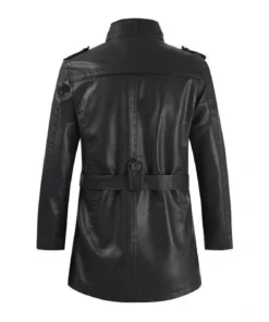 Alternative view of Lohan Black Leather Duster Coat Jacket