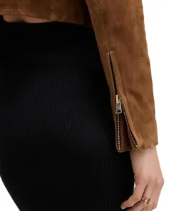 Alternative view of Maylea Womens Brown Suede Cropped Leather Jacket