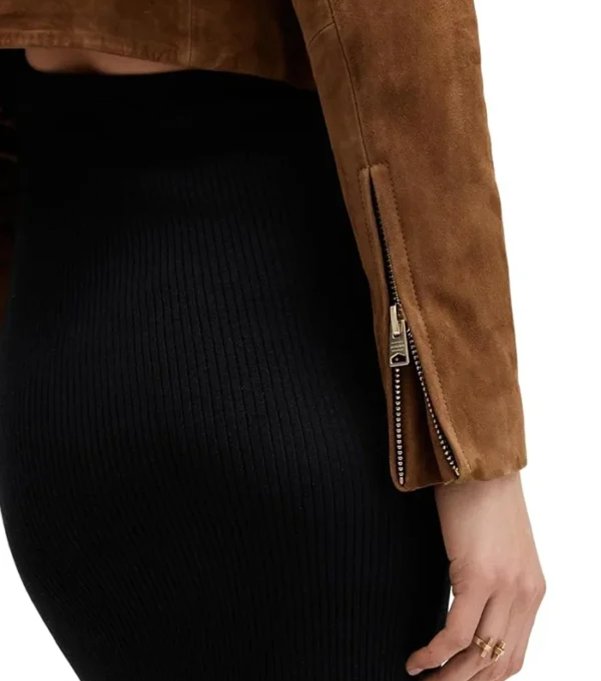 Maylea Womens Brown Suede Cropped Leather Jacket - Image 2